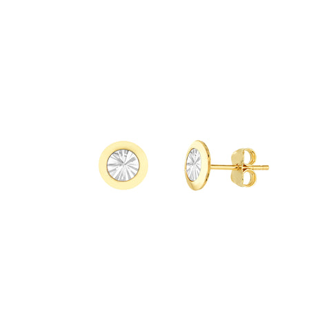 Two-Tone Circle Stud Earrings on Post Back