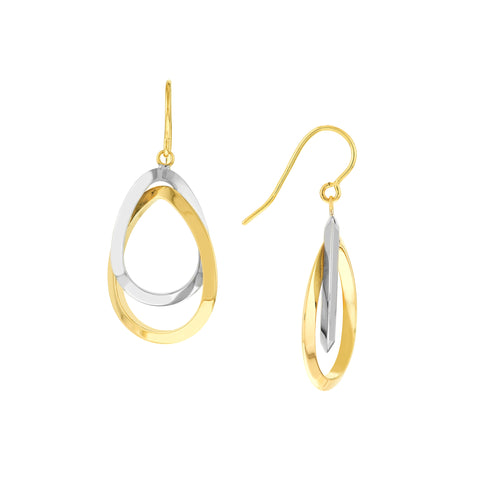 Two-Tone Interlinked Teardrop Dangle Earrings