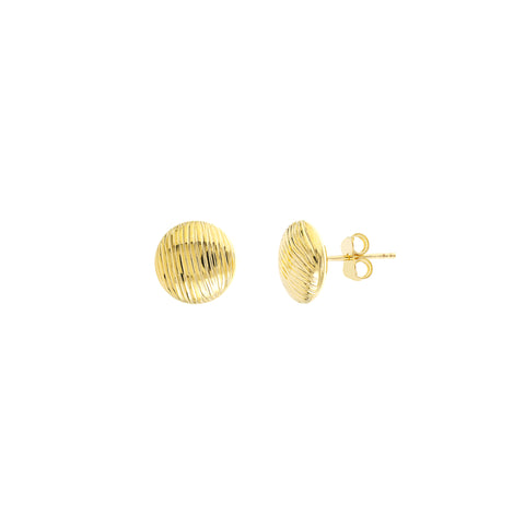 Ridged Button Stud Earrings on Post Back