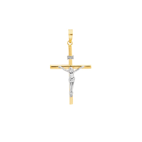 Vertical Flat Tube Cross w/Crucifix