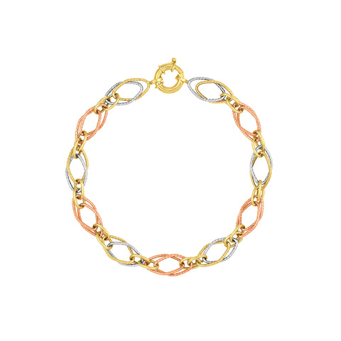 Tri-Colored Fancy Double Link Bracelet