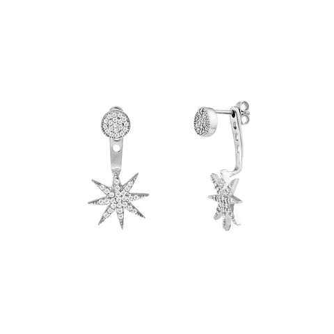 Sterling Silver CZ Circle and Star Earring Jackets