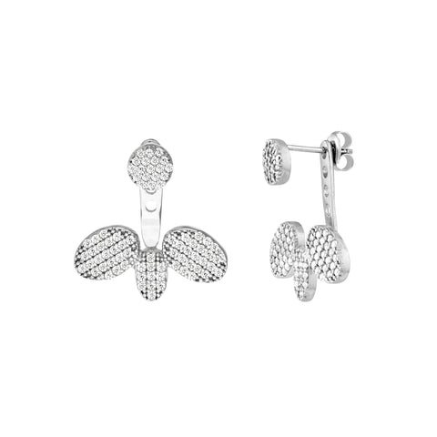 Sterling Silver CZ Diamond-Shape/Oval Trio Earring Jackets