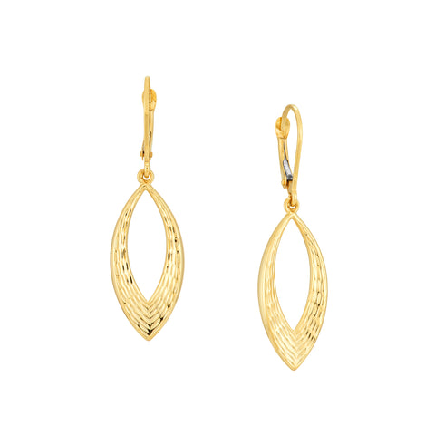 Diamond-Cut Open Marquise Drop Earrings