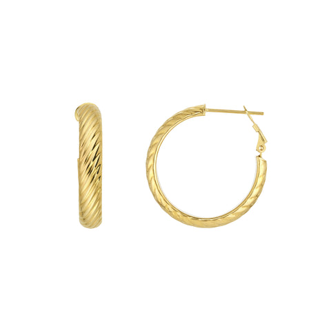 Textured Hoop Earrings with Omega Back