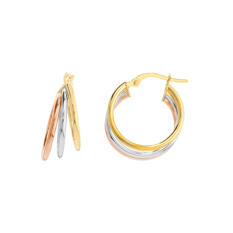 Tri-Color Triple Hoop Earrings