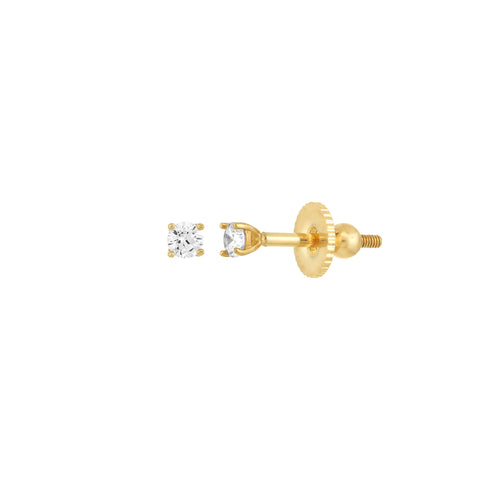 Childs Four-Prong CZ Stud Earrings with Screw Back