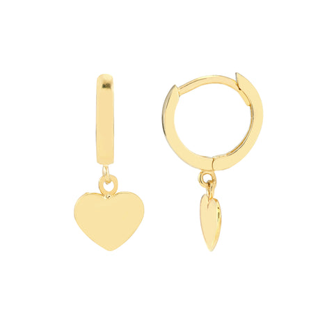 Mini Huggie Hoop Earrings with Heart Drop