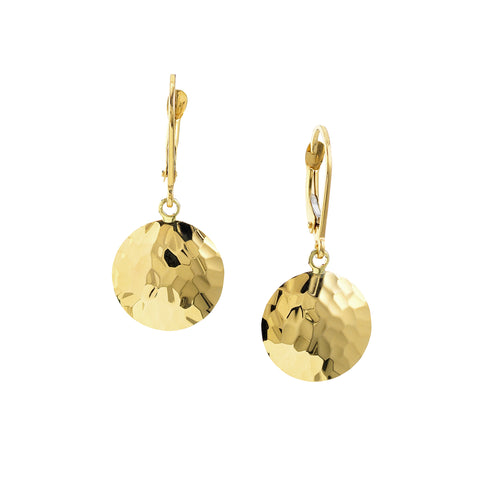 Hammered Disc Earrings on Leverback