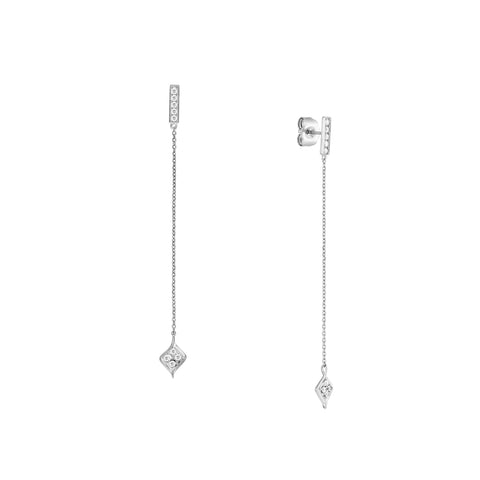 CZ Bar Dangle Double Sided Earrings