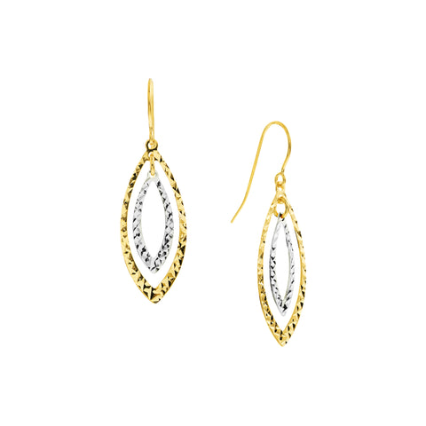 Two-Tone Diamond-Cut Double Marquise Earrings