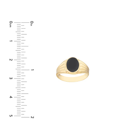 Oval Onyx Signet Ring with Textured Sides