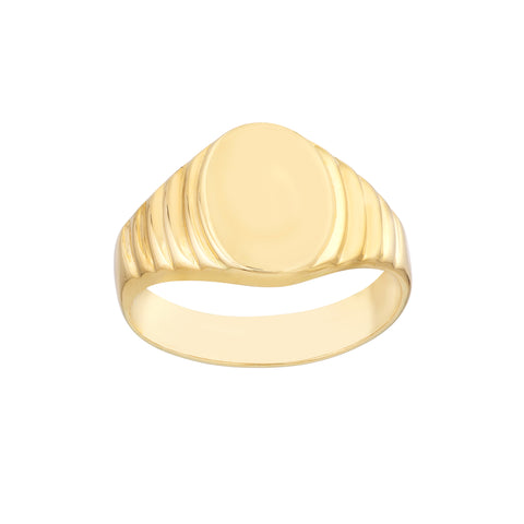 Engravable Oval Textured Signet Ring