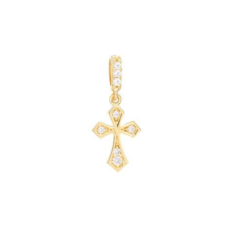 Pointed Edge Mini CZ Cross Pendant