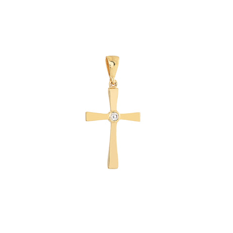 CZ Center Polished Cross Pendant