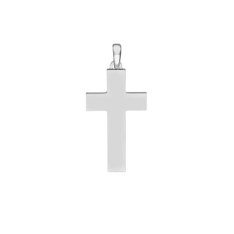 Large Plain Flat Polished Cross Pendant