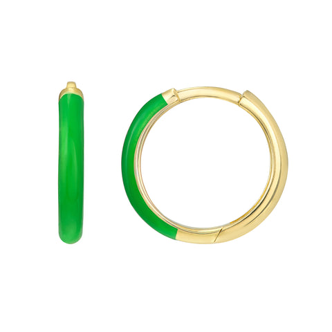 Green Enamel 1/2 Polished Hoops