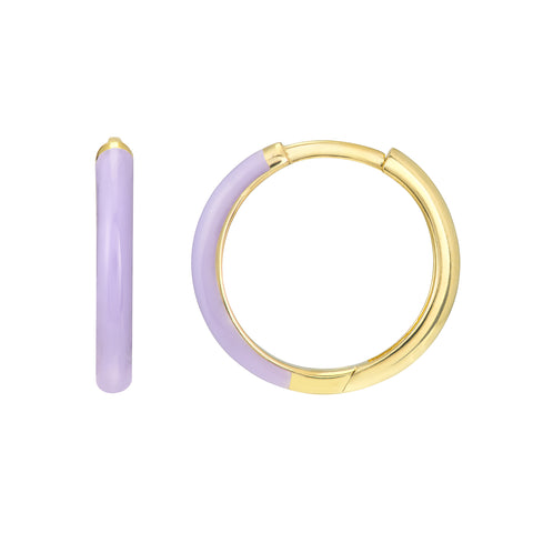 Lilac Enamel 1/2 Polished Hoops