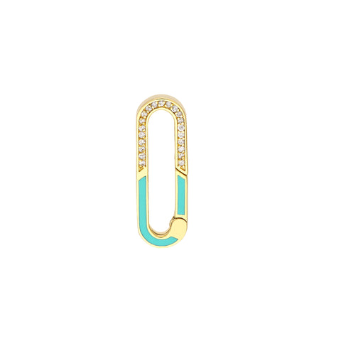 50/50 Diamond + Turq Enamel Push Lock