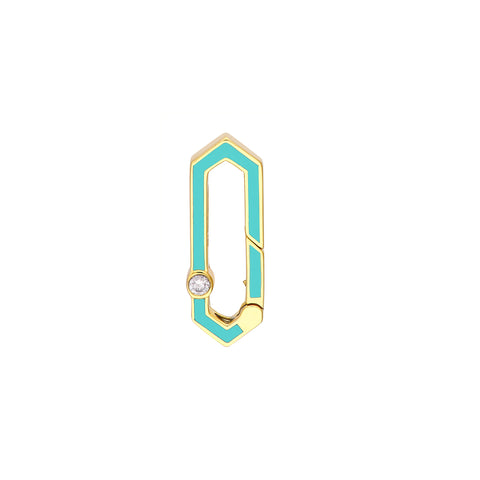 Diamond Bezel Turq Enamel Hexagon Push Lock