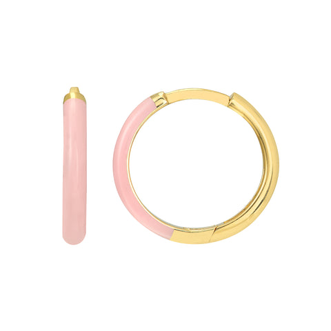 Pink Enamel 1/2 Polished Hoops