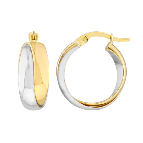 Two-Tone Overlaping Tube Round Hoop Earrings