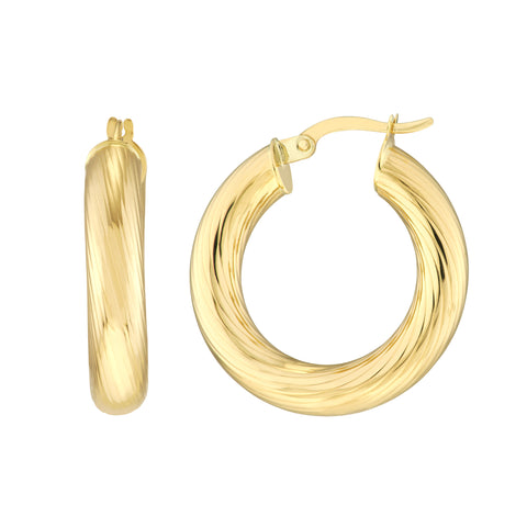 Soft Lined Design Round Hoop Earrings