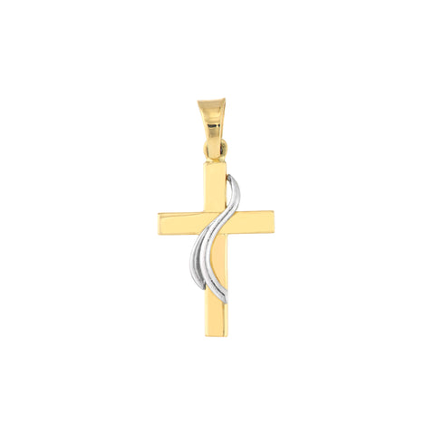 Two Tone Wrap Around Cross Pendant