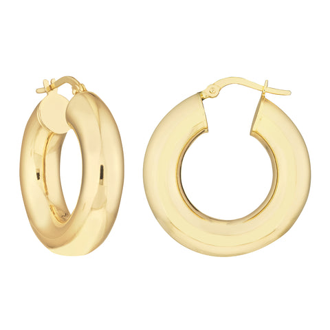 15mm Round High Polished Hoop Earrings