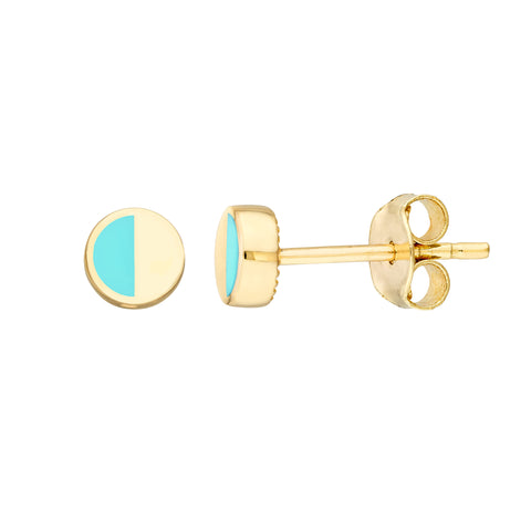 50/50 Turquoise High Polished Stud Earrings