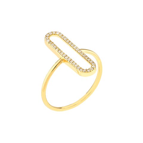 Diamond Paper Clip Frame Ring