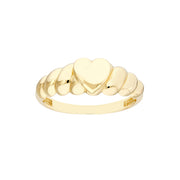 Puffed Heart Ribbed Sides Ring