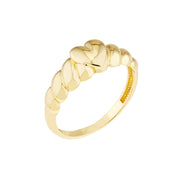 Puffed Heart Ribbed Sides Ring