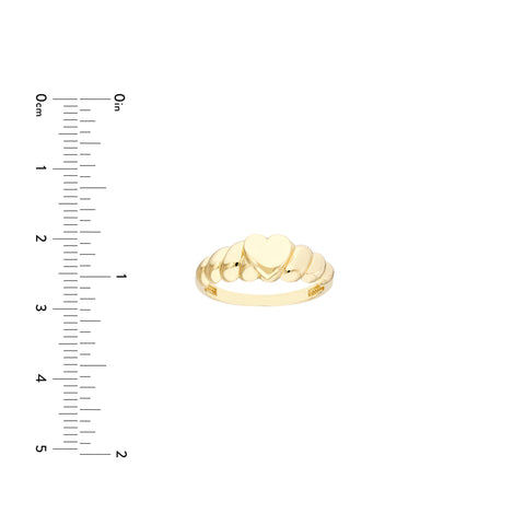 Puffed Heart Ribbed Sides Ring