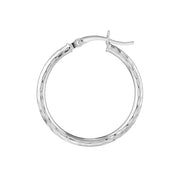 2mm x 20mm Diamond-Cut Hoop Earrings