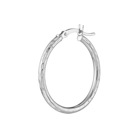 2mm x 20mm Diamond-Cut Hoop Earrings