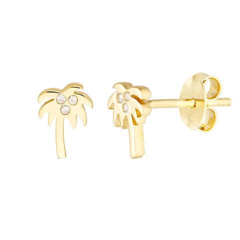 Diamond Palm Tree Stud Earrings