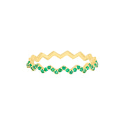 Emerald Stones Zig Zag Ring