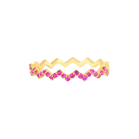 Ruby Stones Zig Zag Ring