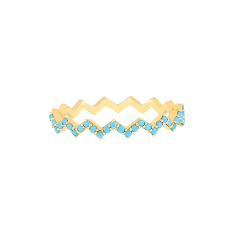 Lt.Turquoise Stone Zig Zag Ring