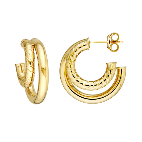 20mm D/C Small Twist Double Open Hoop Earrings