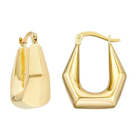 Puff Pentagon Oval Hoop Earrings