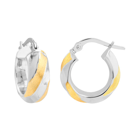 Two-Tone Twisted Round Hoop Earrings