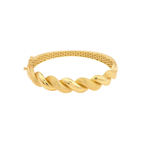 Textured and Polished Twist Bangle Bracelet