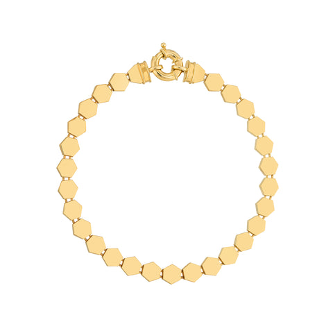 Polished Hexagonal Flat Link Bracelet