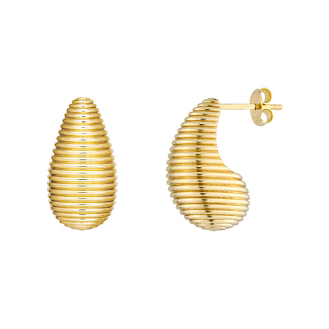 Fluted Teardrop Stud Earrings