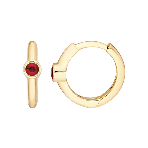 Ruby Bezel Mini Hoops