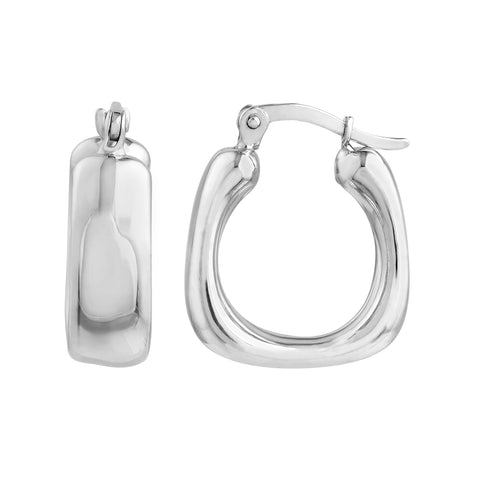 Sterling Silver Polished Square Hoop Earrings