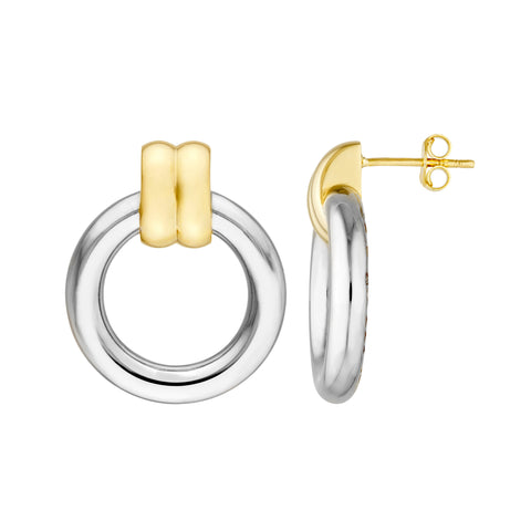 Two-Tone Dangle Hoop Earrings