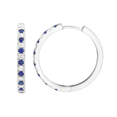 Sapphire & Diamond Hoop Earrings (3/8tcw)